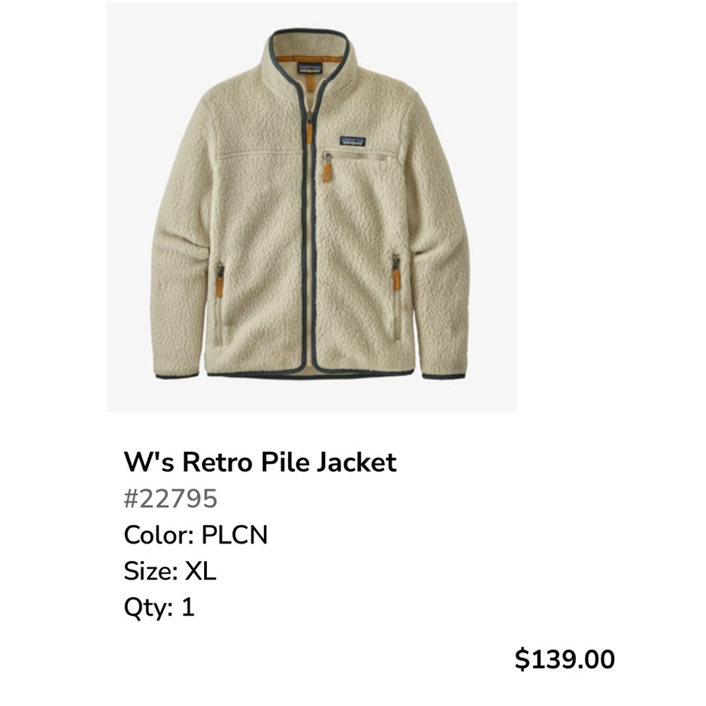 Patagonia Off-White Fleece Jacket with Mustard Yellow and Blue Accents